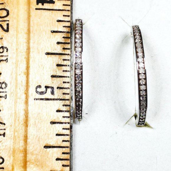 Diamond Hoop earrings in Platinum over 925 SS .50 ct - Picture 3 of 5